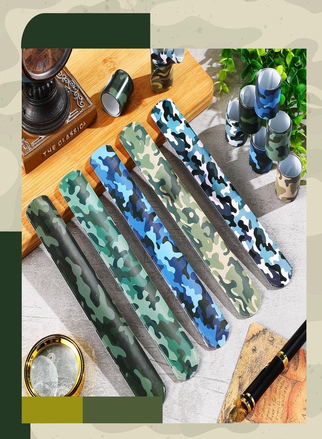 PullCrease 100 Pcs Kids Camo Slap Bracelets 5 Styles Assorted Army Slap Wristbands Snap Bracelets Green Camouflage Military for Camo Theme Kids Adult Army Party Birthday Classroom Prizes Birthday Gift - Image 4